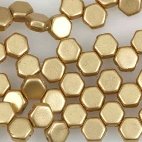 6mm Honeycomb FLAX METALLIC MATTE 2-Hole Czech Glass Beads