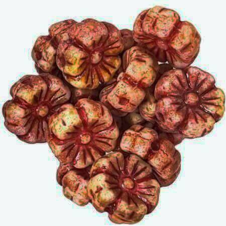 Hibiscus Flower Czech Glass Beads 9mm STRAWBERRY MILKSHAKE