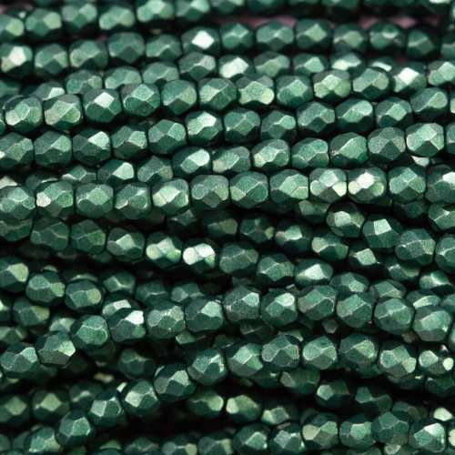 Round 3mm Firepolish Beads SATURATED METALLIC MARTINI OLIVE