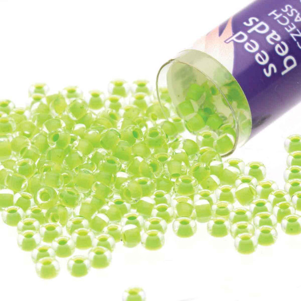TERRA INTENSIVE LINED LIME GREEN Preciosa Czech Seed Beads 11/0
