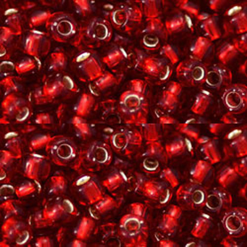 SIZE-11 #25C RUBY SILVER LINED Toho Beads