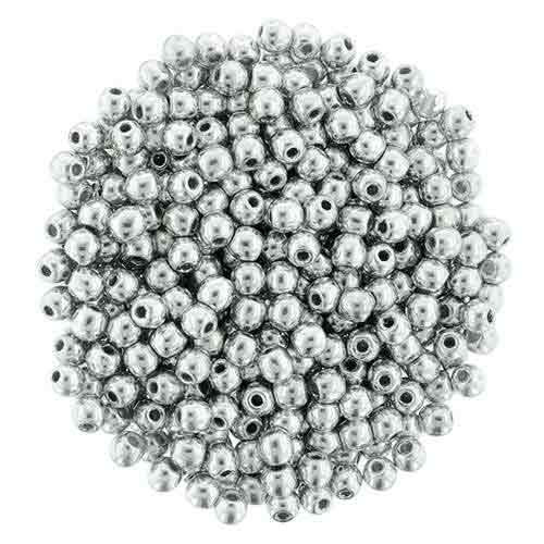 3mm Round Druk Beads SILVER