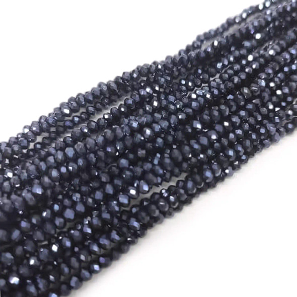 Chinese Crystal Rondelle Beads 3x2mm HEMATITE METALLIC