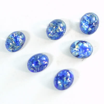 Czech Glass Oval Cabochons SEA BLUE OPAL