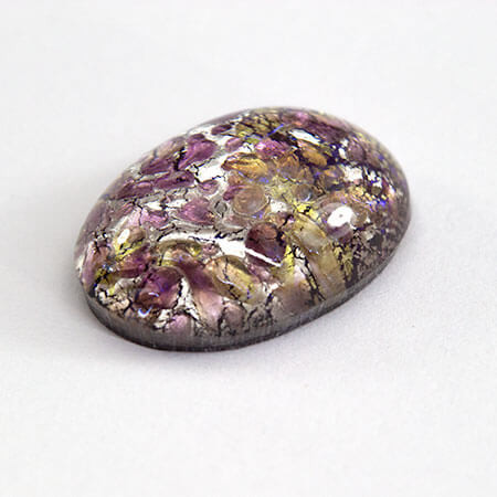Czech Glass Oval Cabochon AMETHYST OPAL