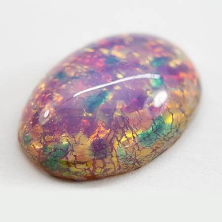 Czech Glass Oval Cabochon FIRE OPAL