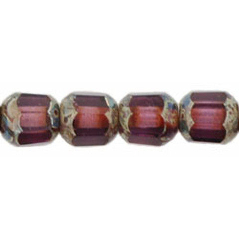 Cathedral Cut Octagonal 6mm Czech Glass Beads AMETHYST