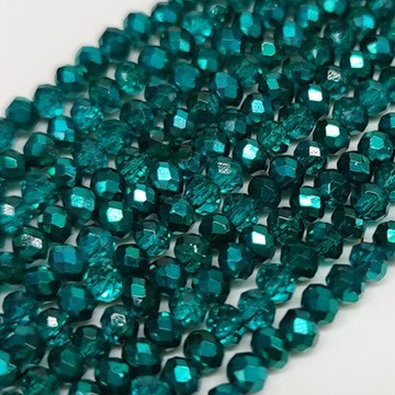 Chinese Crystal Rondelle Beads 3x2mm TEAL METALLIC