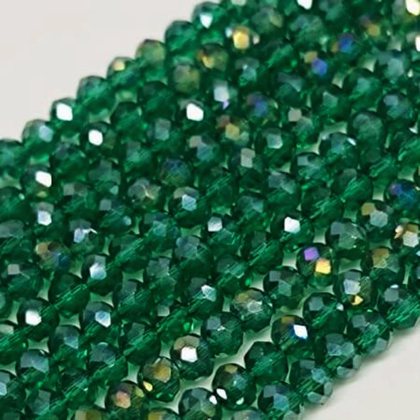 Chinese Crystal Rondelle Beads 3x2mm EMERALD IRIS