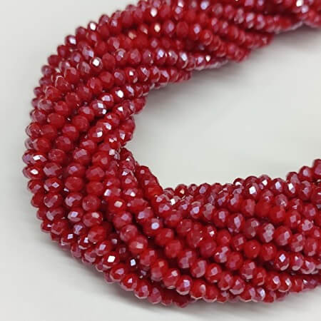 Chinese Crystal Rondelle Beads RED CORAL IRIS