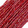 Chinese Crystal Rondelle Beads 3x2mm RED CORAL IRIS