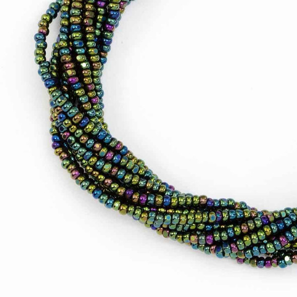 SIZE-13 Czech Charlotte Seed Beads GREEN IRIS