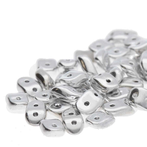 2-Hole WAVE Czech Glass Beads 3x7mm CRYSTAL FULL LABRADOR