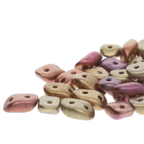 2-Hole WAVE Czech Glass Beads 3x7mm CRYSTAL ORANGE RAINBOW