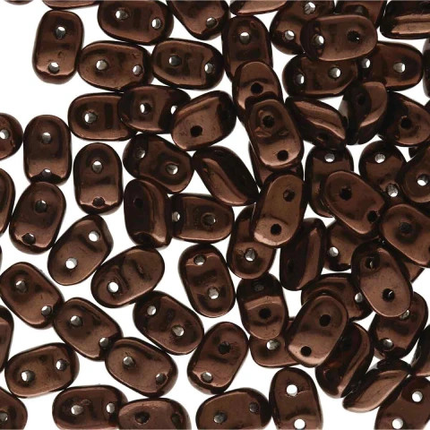 JET BRONZE 2-Hole WAVE Czech Glass Beads 3x7mm JET BRONZE