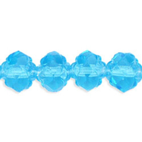Czech Glass Rosebud Firepolish Beads AQUAMARINE 6x5mm