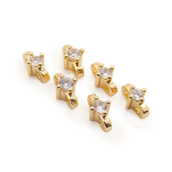 CUBIC ZIRCONIA SPACER BEAD 7mm 14K Gold Plated