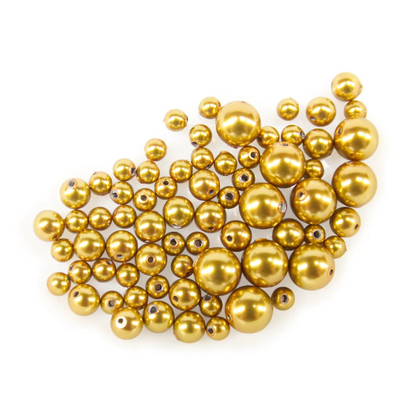 ELITE Eureka Crystal Assorted Size Round Pearls ROYAL GOLD MIX