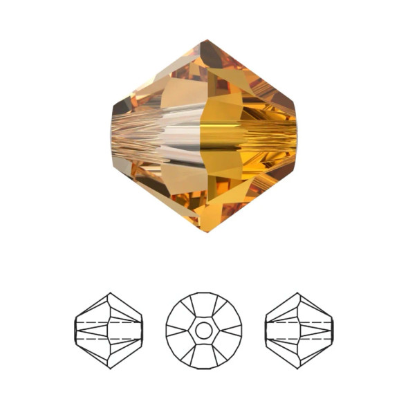 ELITE Eureka Crystal Bicone Beads 3mm DARK ORANGE 5328 (Pack of 24)