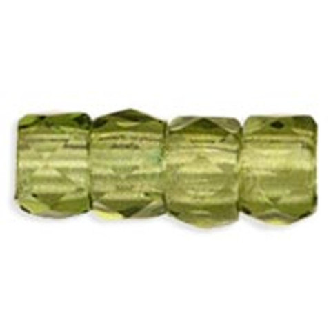 Faceted Large Hole Crow Beads OLIVINE 6x4mm Czech Glass