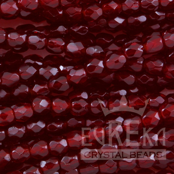 Firepolish 3mm Czech Glass Beads RUBY