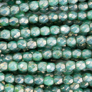 Firepolish 3mm Czech Glass Beads TURQUOISE MOON DUST