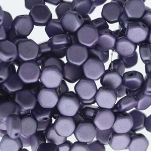 6mm Honeycomb METALLIC SUEDE PURPLE 2-Hole Czech Glass Beads