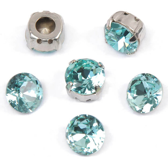 Krakovski Crystal Chaton Montee 8mm AQUAMARINE Silver Setting