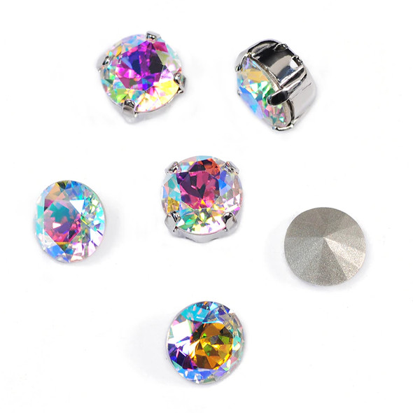 Krakovski Crystal Chaton Montee 8mm CRYSTAL AB Silver Setting