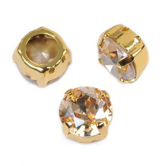 Krakovski Crystal Chaton Montee 8mm GOLDEN SHADOW Gold Setting