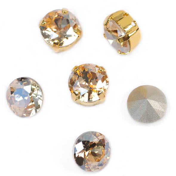 Krakovski Crystal Chaton Montee 8mm GOLDEN SHADOW Gold Setting