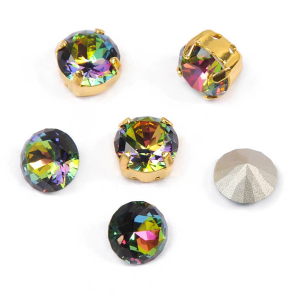 Krakovski Crystal Chaton Montee 8mm VITRAIL MEDIUM Gold Setting