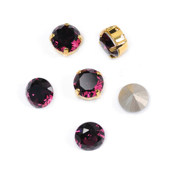 Krakovski Crystal Chaton Montee AMETHYST Gold Setting