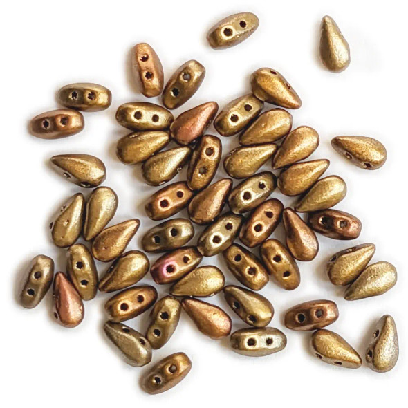 METALLIC MIX 2-Hole DropDuo Czech Glass Beads 3x6mm