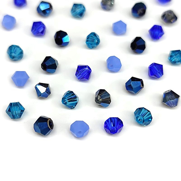 Krakovski Crystal Bicone Beads 4mm BLUE LAGOON MIX (Pack of 72)