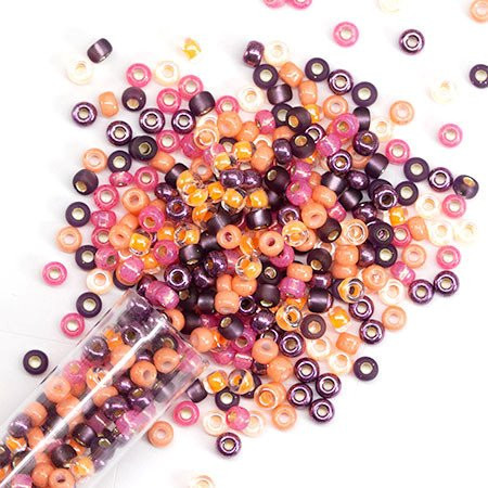Miyuki ROUND 8/0 Seed Beads HEATHER SUNSET MIX (5.5 Inch Tube)
