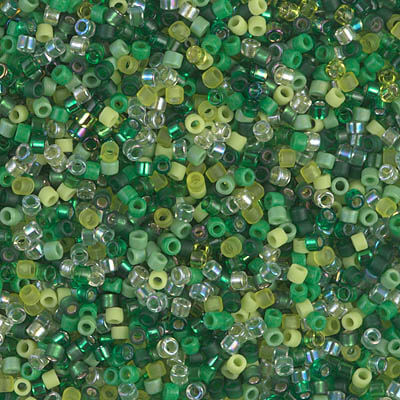 SIZE-11 EVER GREEN MIX Delica Miyuki Seed Beads