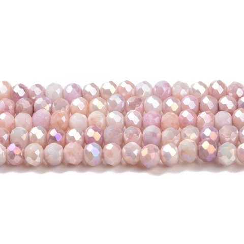 Chinese Crystal Rondelle Beads 4x3mm OPAQUE MIX PINK AB