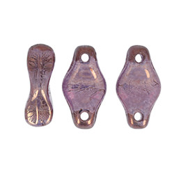 Czech Glass 2-Hole Cradle Beads Vertical Hole 6x10mm BRONZE LUSTER JET