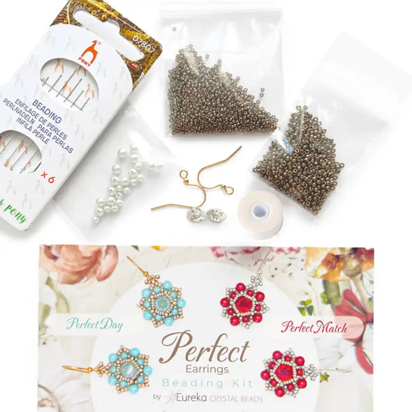 Beginner Beading Kit Perfect Moment Earrings CRYSTAL and BRONZE beaded earrings DIY