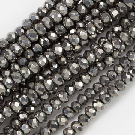 3x2mm PLATINUM METALLIC Chinese Crystal Rondelle Beads