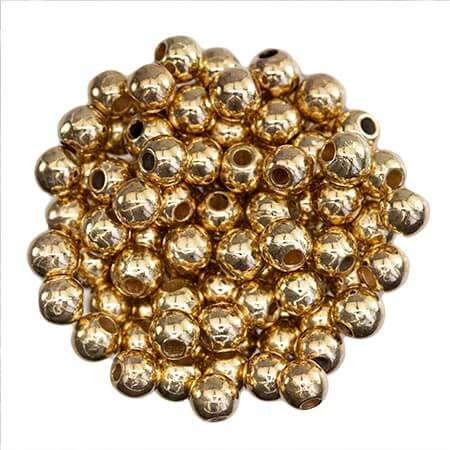 ROUND ACRYLIC BEADS 4mm Gold Plated