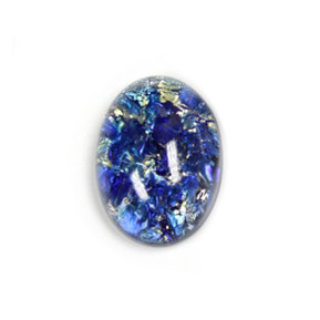 Czech Glass Oval Cabochon 10x8mm SEA BLUE OPAL