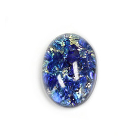 Czech Glass Oval Cabochon 18x13mm SEA BLUE OPAL
