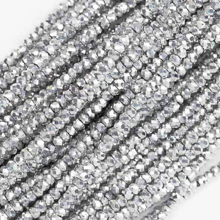 2x1.5mm SILVER METALLIC Chinese Crystal Rondelle Beads