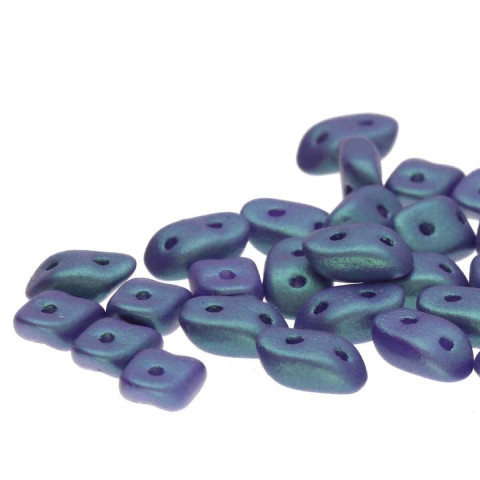 2-Hole WAVE Czech Glass Beads 3x7mm TROPICAL BLUE GRAPE