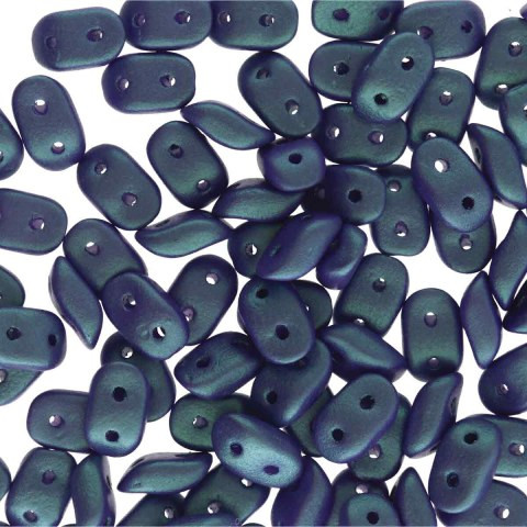 TROPICAL BLUE GRAPE 2-Hole WAVE Czech Glass Beads 3x7mm