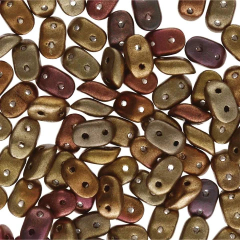 CRYSTAL ORANGE RAINBOW 2-Hole WAVE Czech Glass Beads 3x7mm