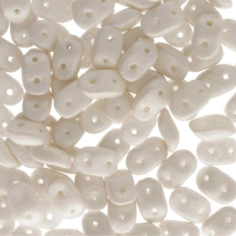 PEARL SHINE WHITE 2-Hole WAVE Czech Glass Beads 3x7mm