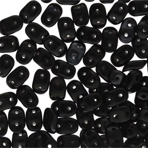 2-Hole WAVE Czech Glass Beads 3x7mm JET
